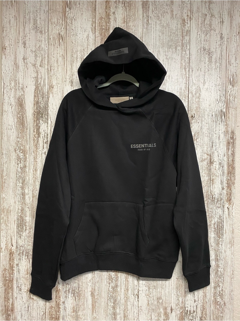 Fear of God Essentials Black Pullover Hoodie - Minimal Logo